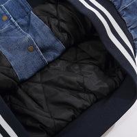 Color Stitching Thickened Quilted Baseball Uniform Denim