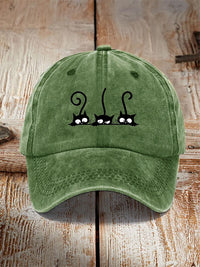 Washed Cotton Printed Hat Distressed Style Mens Vintage
