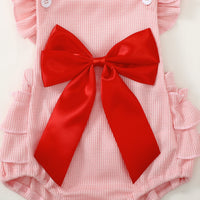Baby Girl Red Bow Lace Romper