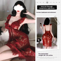 Plus Size Lace See-through Nightdress For Women