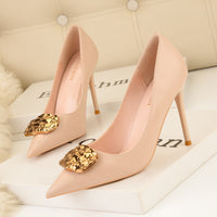 Women's Fashion Shallow Mouth Metal Buckle Party High Heels