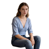 Summer Casual All Match Solid Color V Neck Top