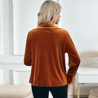 Vintage Velvet Elegant Swing Collar Shirt