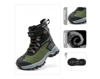 Winter Fleece-Lined Thickened Leather And Fur-Lined Children's Snow Boots