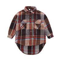 Girls' Plaid Shirt Mid-length Fashion Dovetail