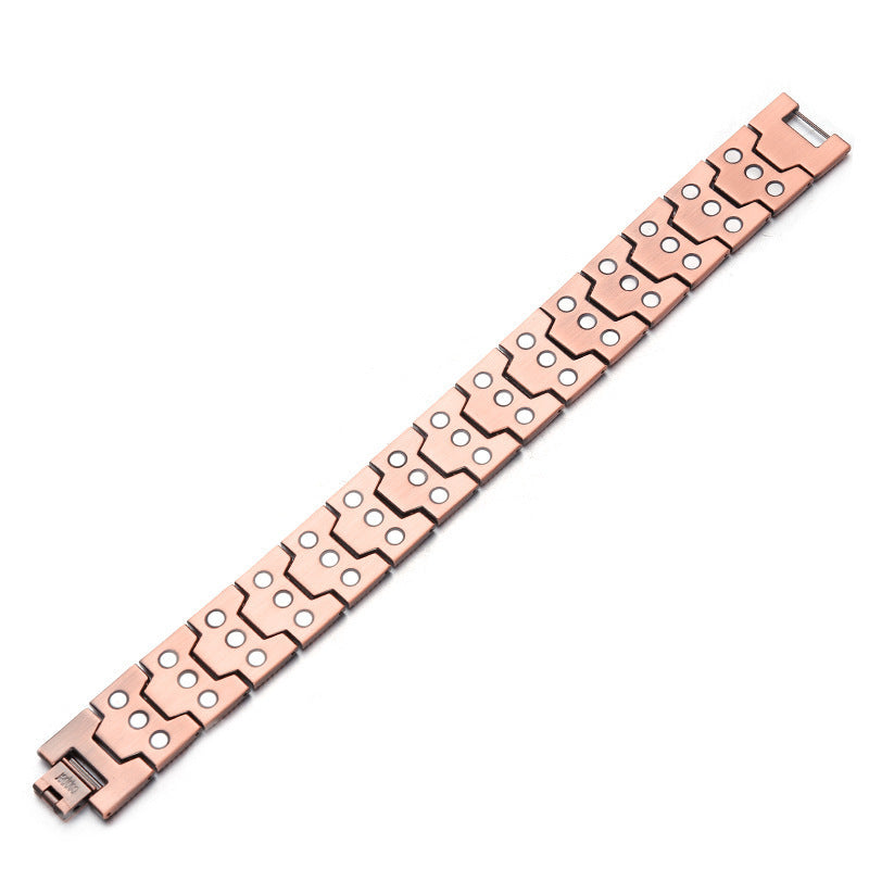 3-row Magnet 21 Wide Pure Copper Diagonal Bracelet