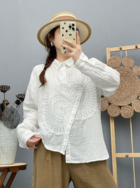 Women's Long-Sleeve New Arrival Embroidered Chic Embroidered Shirt Top