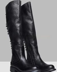 Solid-color Flat-heeled Zip-up Womens Over-the-knee Boots