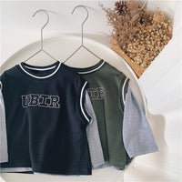 Boys' Spliced Sleeve Two Piece Crew Neck