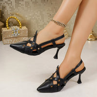 Luxury 2026 Summer New Women's Pointed Toe Rivet Thin Heels Sexy One-Strap High Heel Closed Toe Sandals
