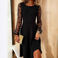 Polka Dot Stitching A- Line Dress Elegant Party Dress