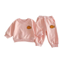 Cute Fish Embroidered Sweater Ankle Banded Pants Suit