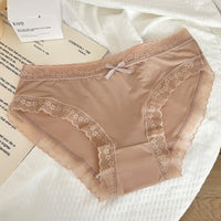 Women's Antibacterial Seamless Mid-Rise Sexy Lace-trimmed Thong Pants