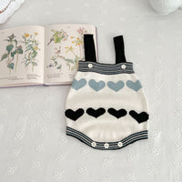Baby's Western Style Love Long-sleeved Coat Knitted Suspender Romper