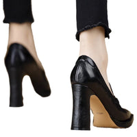 Retro Chunky-heel Pointed-toe Professional Womens Pumps