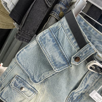 Retro Anti-exposure Workwear Multi-pocket Hip Skirt