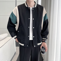 Men's Youth Stand Collar Stitching Casual Cotton Baseball Uniform Jacket Coat