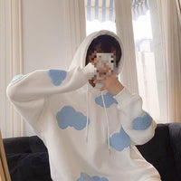 Blue Sky And White Clouds Design Loose And Youthful Top