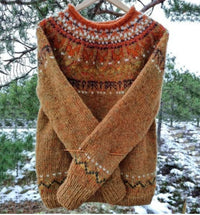 Round Neck Color Block Loose Fashionable Pullover Sweater