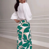 Socialite Womens Three-quarter-sleeve Fashionable Casual Wide-leg Pants Set