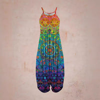 Printed Harem Hanging Crotch Jumpsuit