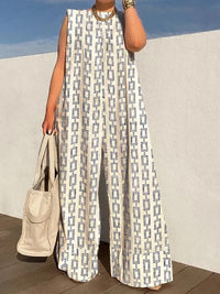 Fashionable Wide Leg Printed Jumpsuit