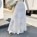 Womens Lace Retro French Crochet Hollow-Out Knit A-Line Skirt