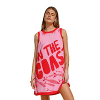 Womens Fitted Printed Colorblock Sleeveless Tank Dress
