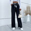 Womens Lace-Up Commuter-Style Wide-Leg Pants