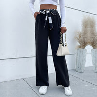 Womens Lace-Up Commuter-Style Wide-Leg Pants
