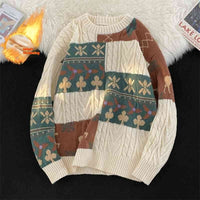 Fleece-lined Thickened Turtleneck Retro Art Design Sweater Warm
