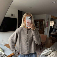 Women's Long Sleeve Solid Color Knitted Cardigan