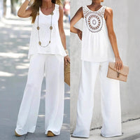 Casual Chic Elegant Floral Set With Hollow-Out Back
