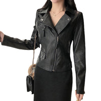 Small Leather Jacket Women's Short Korean Version Of The Thin All-match Motorcycle PU Leather Jacket