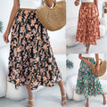 Ladies' Fashion Casual Floral Mid-length Skirt