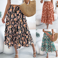 Ladies' Fashion Casual Floral Mid-length Skirt