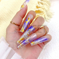 3D Adhesive Nail Sticker Laser Golden Maple Leaf Letter Fan