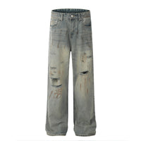 American Ripped Jeans Water Machine Distressed Loose Wide Leg Slightly Flared