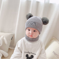 Thickened Warm Woolen Yarn Letter Bib Knitted Hat Suit