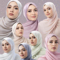 Solid Color Thin Travel Sun Protection Shawl Linen Plain Satin Scarf