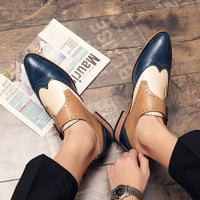 Men's Color-blocking Leather Shoes Fashion Trend