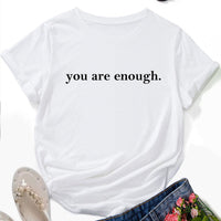 Women's Letter Printed Fashionable Round Neck Short Sleeved Shirt