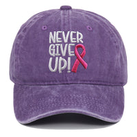 Breast Ribbon Embroidered Peaked Cap Baseball