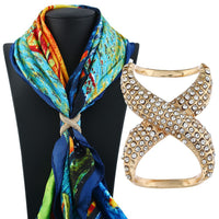 X-shaped Micro-set Zircon Crossover Scarf Buckle