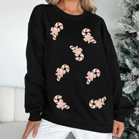 Women's Christmas Candy Sequins Loose-fitting Casual Sweatshirt
