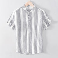 Cotton Breathable Casual Short Sleeve Simple Striped T-shirt