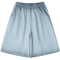 Dopamine Washed Distressed Batik Bright White Retro Shorts