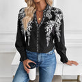 Womens Casual Long-sleeve V-neck Blouse