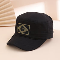 Cross-border Military Enthusiasts' Flat-top Baseball Cap With Embroidered Brazilian Flag, Curved Brim, Casual Mountain Climbing Beanie Hat