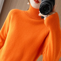 Women's Fashion High Collar Knitted Sweater